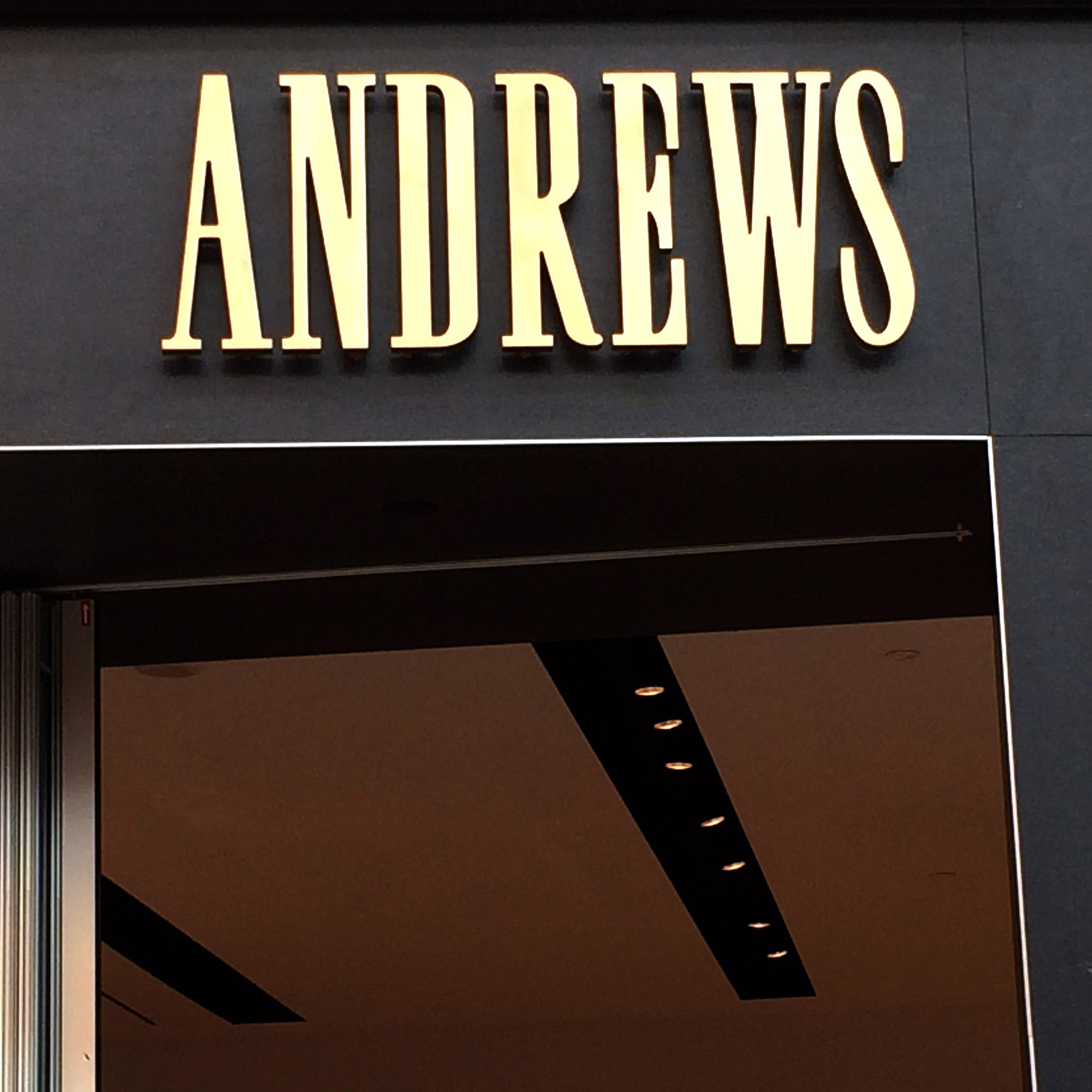 The storefront sign for Andrews in Toronto.