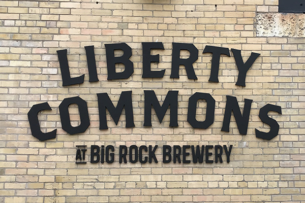 Liberty Commons at Big Rock Brewery exterior channel letters.