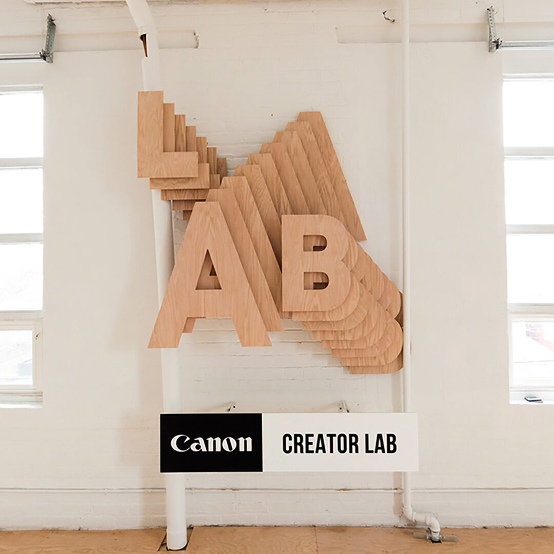 Wood channel letters made for Canon.